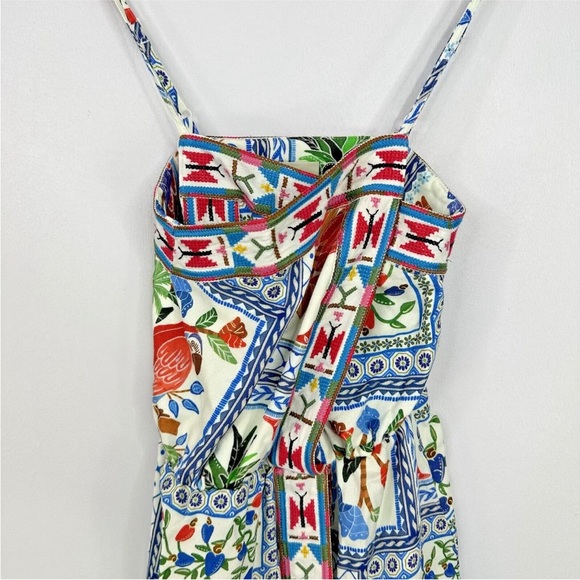 Farm Rio Tropical Tiles Embroidered Mini Dress Size XS - Picture 6 of 7